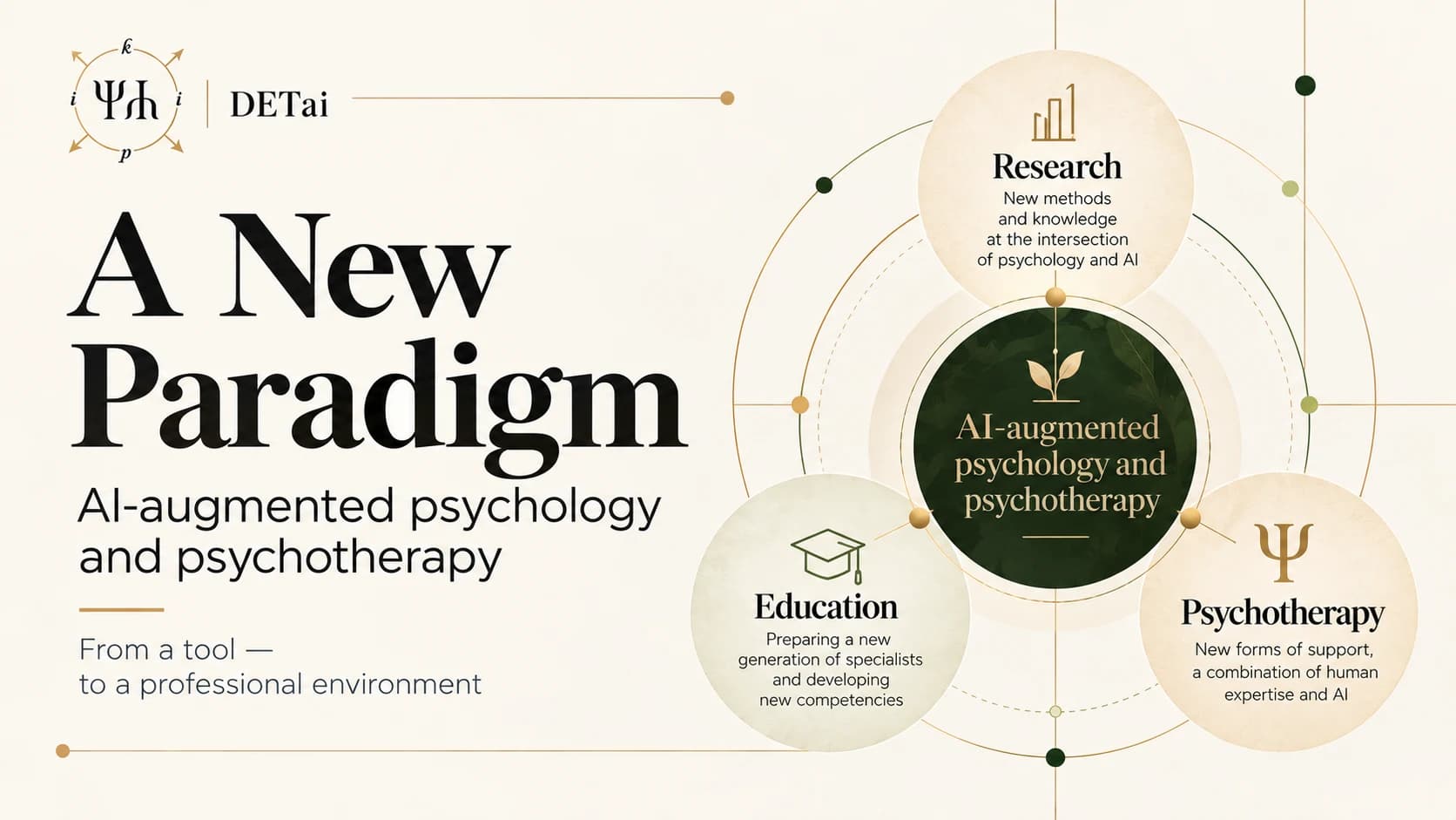 Forschung, Bildung und Psychotherapie in einem gemeinsamen technologischen Paradigma.