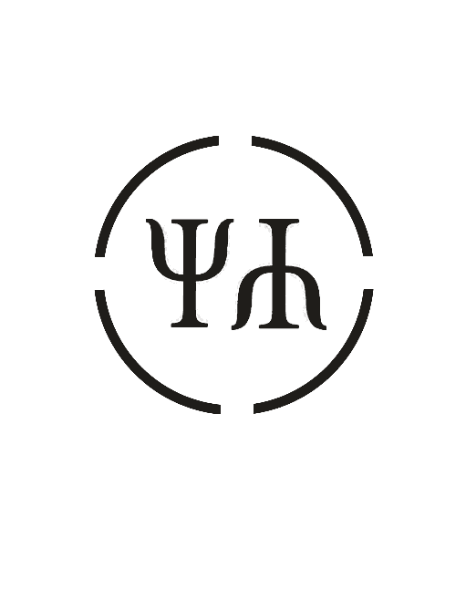 An open DET mark with inner psi and h symbols: the logo is shown as a process of personality unfolding.
