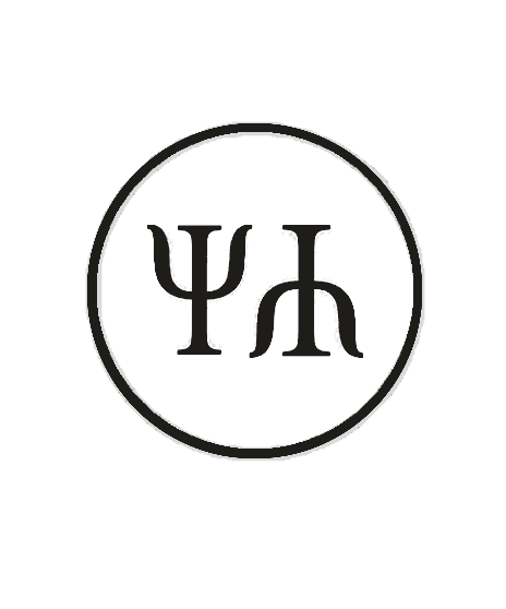 A circle with psi and h symbols inside: the mark links the logo to the three DET postulates.