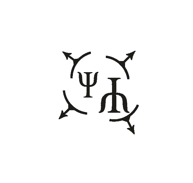 A fragmented DET mark: a broken circle with arrows and the inner psi and h symbols.